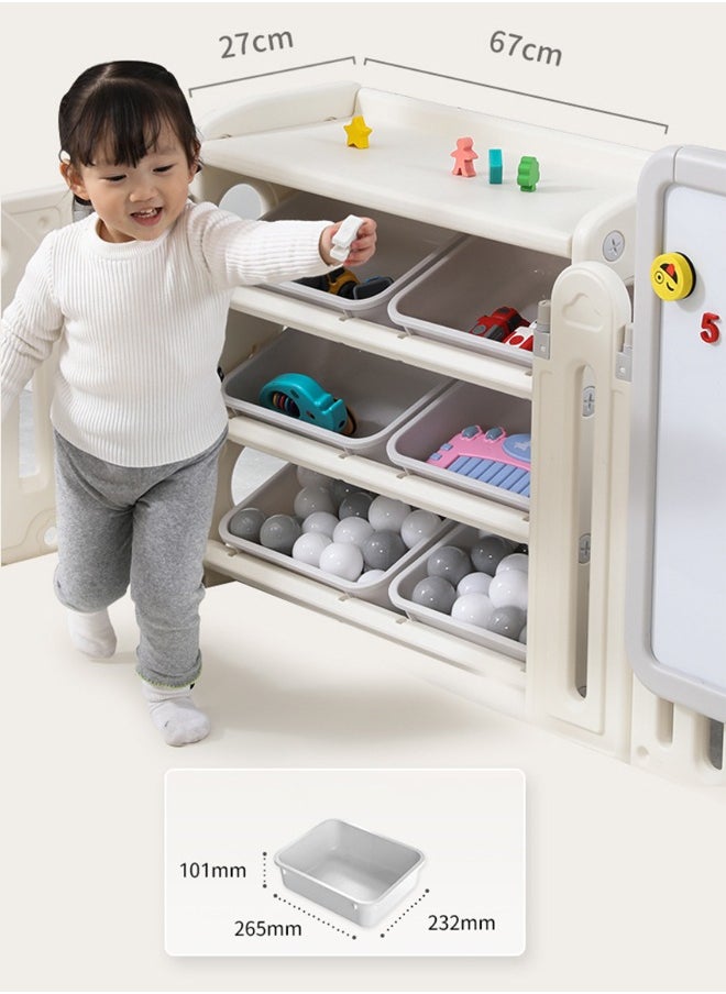 Baby Toy Storage Rack, Baby Toy Book Storage Organizer with 8 Plastic Bins, 4 Bookshelves and 1 Shelf, Suitable for Playroom, Bedroom, Nursery