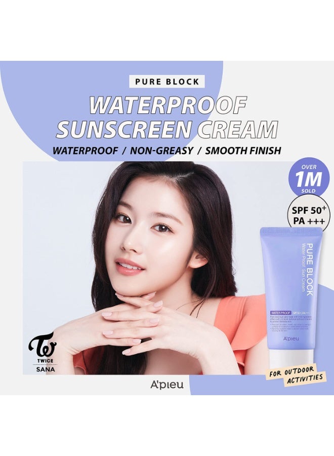 A'PIEU Pure Block Waterproof Sunscreen Cream SPF50+/PA+++ 50ml | Sweat-proof Reef Safe Korean Sunscreen for Outdoor Activities - Image 4