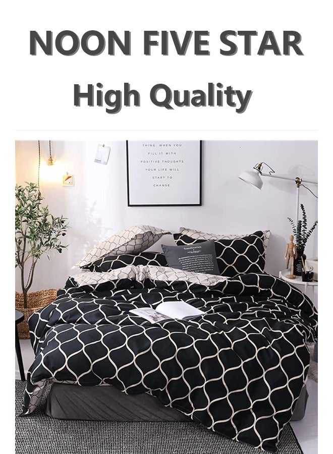 King Size 220x240 cm - 6-Pcs Bed Set, Microfiber Fabric - 1 Duvet Cover, 1 Fitted Sheet, 4 Pillowcases (Filler Not Included)