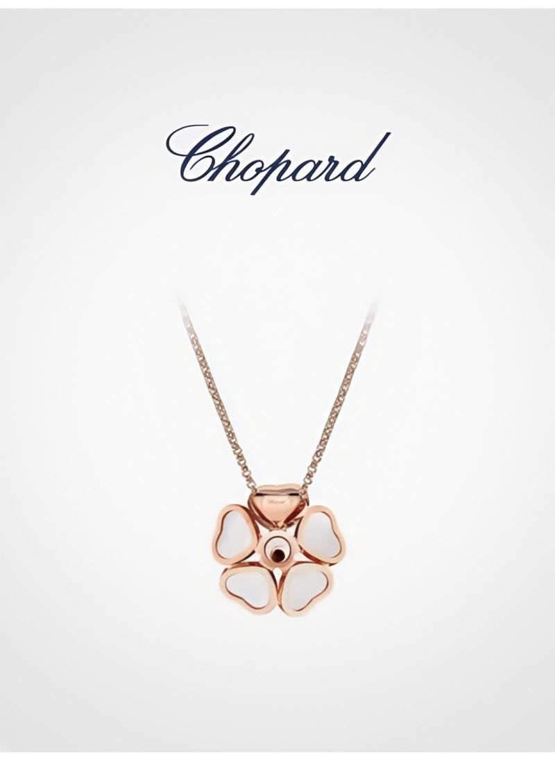 Chopard Chopard 18K rose gold white mother-of-pearl diamond heart butterfly necklace pendant  - Image 3