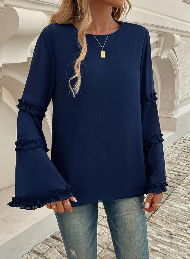 Styli Styli Solid Round Neck Long Sleeve Top