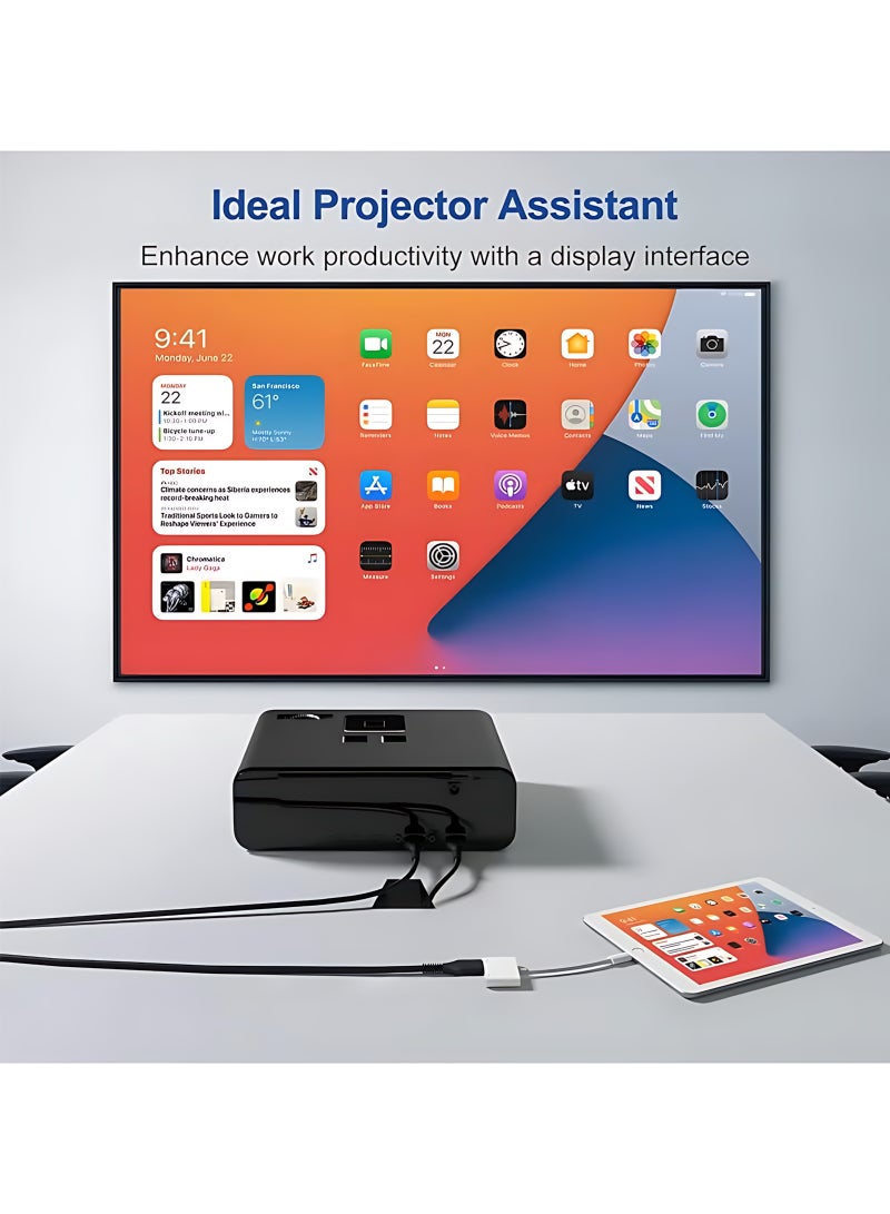 أثير محول Lightning إلى HDMI لأجهزة iPhone و iPad إلى HDMI 1080P محول AV رقمي عالي الدقة (لا حاجة إلى طاقة إضافية ، التوصيل والاستخدام) ، موصل شاشة مزامنة الفيديو والصوت مع منفذ شحن Lightning ، لأجهزة iPhone و iPad إلى شاشة عرض HDTV متوافقة - Image 4