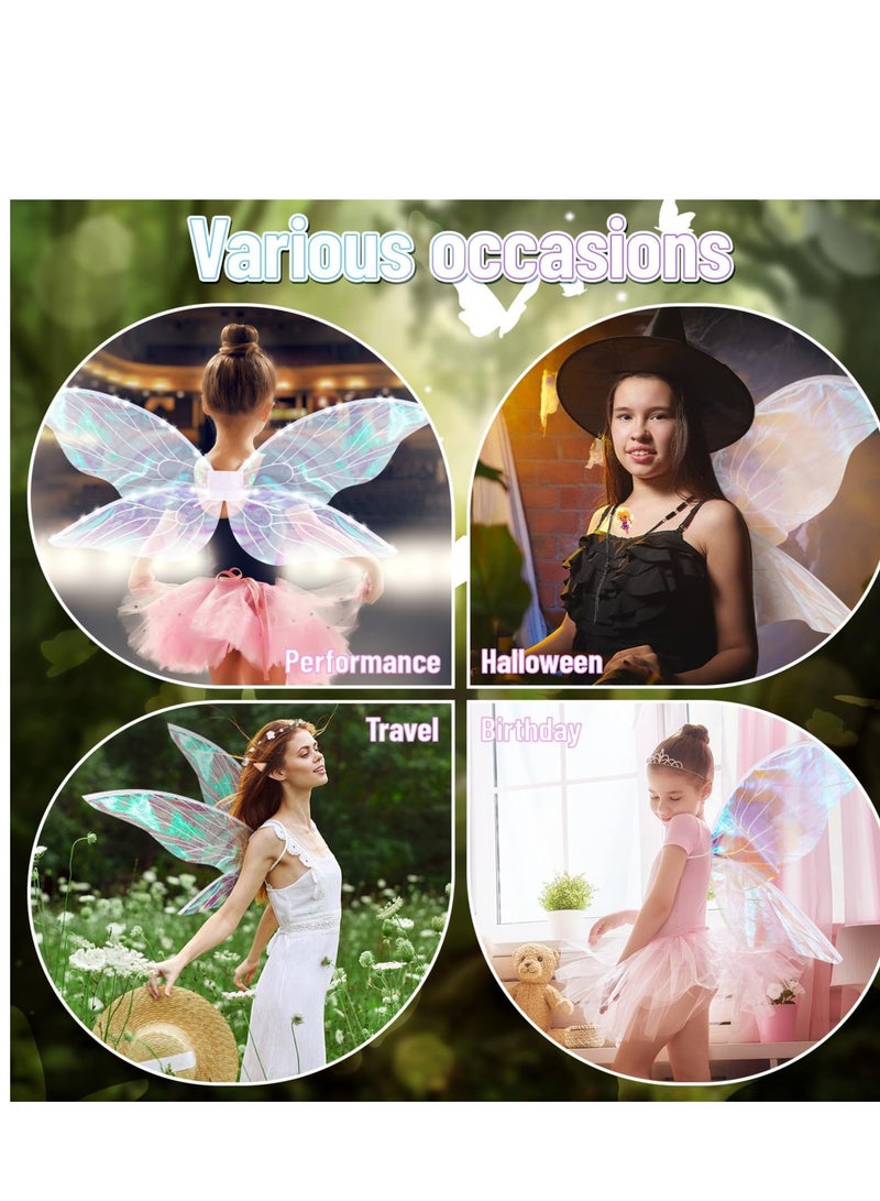 Captaintech Fairy Wings Costume Set for Girls, Shiny Transparent erfly Wand, Headband Women Birthday Dress Up - Image 5