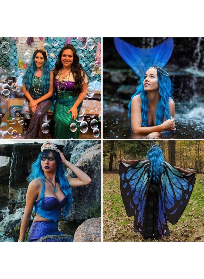 Mildiso Blue Wigs For Women 26" Long Ombre Blue Wig With Wig Cap Curly Wavy Blue Mermaid Wig Natural Cute Soft Wigs For Daily Party M052B - Image 5