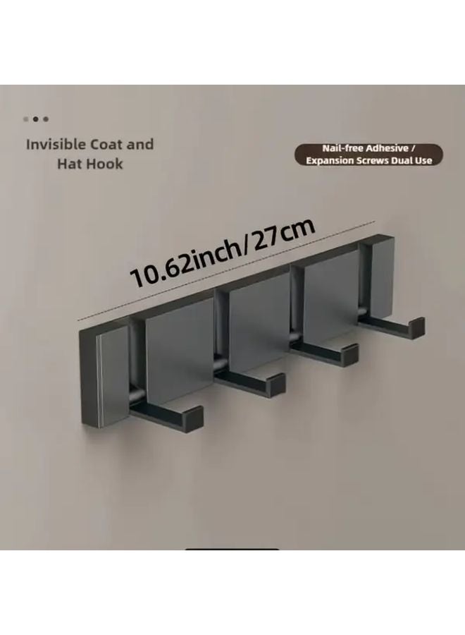 4 Hooks Milky Wall Mounted No Drill Coat Hanger For Keys Umbrellas Towels - Image 5