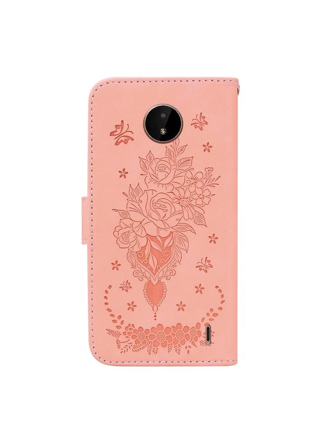 اس-توب جراب لهاتف Nokia C20 / C10، جراب جلدي منقوش بنقشة فراشة وردية - Image 3