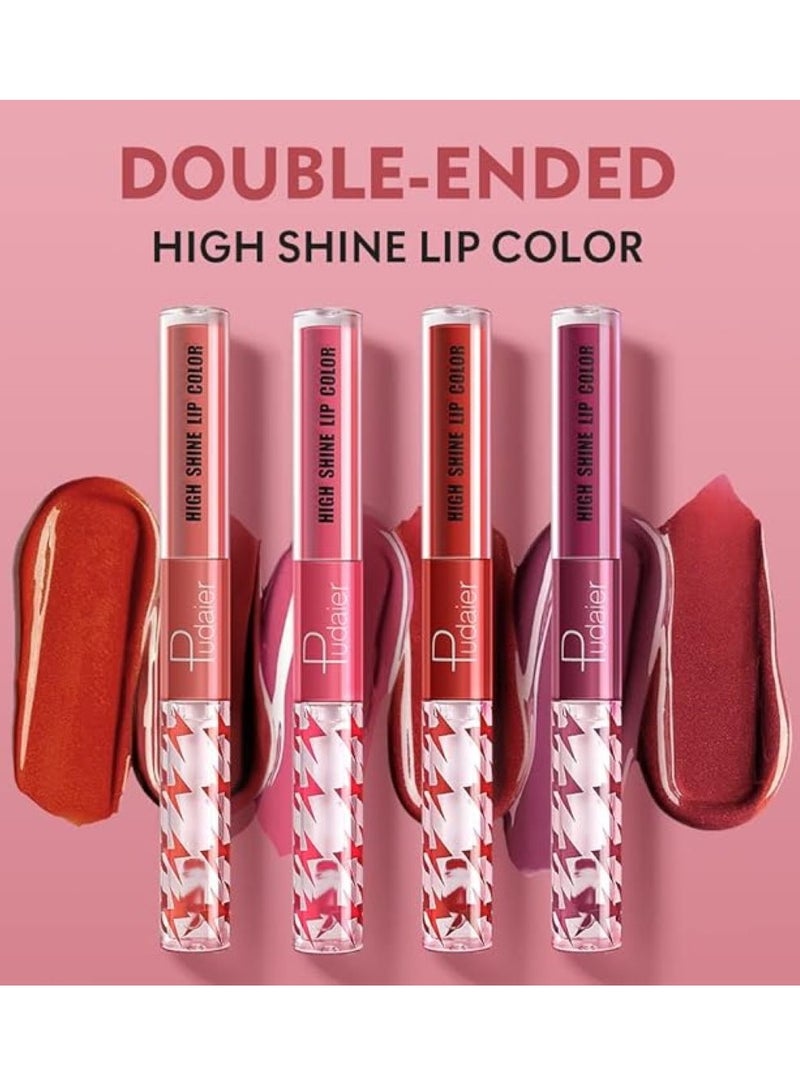 بوداير ملمع شفاه عالي اللمعان مع زيت شفاه شفاف بلون ثابت ، أحمر شفاه سائل مزدوج النهاية يدوم حتى 12 ساعة ، خفيف الوزن وغير لزج ، 2 مل (07) - Image 2