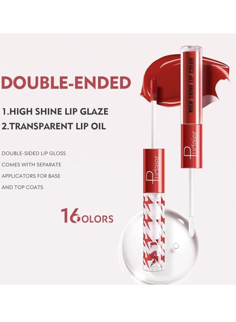 بوداير ملمع شفاه عالي اللمعان مع زيت شفاه شفاف بلون ثابت ، أحمر شفاه سائل مزدوج النهاية يدوم حتى 12 ساعة ، خفيف الوزن وغير لزج ، 2 مل (07) - Image 3