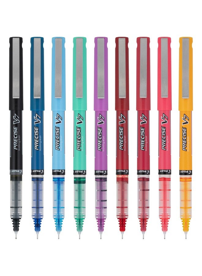 PILOT Pilot, Precise V7, Capped Liquid Ink Rolling Ball Pens, Fine Point 0.7 mm, Limited Edition Assorted Colors, Pack of 9  - Image 2