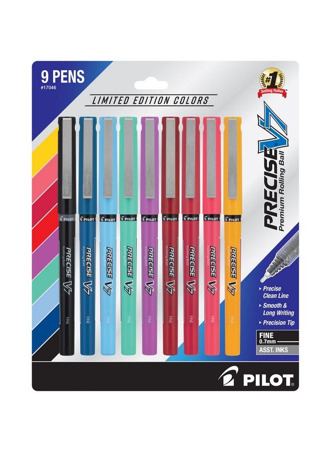 PILOT Pilot, Precise V7, Capped Liquid Ink Rolling Ball Pens, Fine Point 0.7 mm, Limited Edition Assorted Colors, Pack of 9  - Image 1