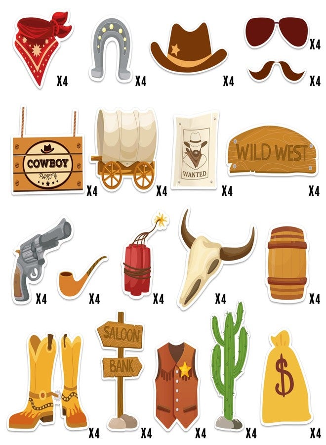 Glodecart 76PCS Western Cowboy Cutouts for Birthday Decorations, Rodeo Cowboy Boot Hat Bounty Hunter Wild West Theme Cut-Outs for Western Party Decorations Wall Decor Baby Shower Party Supplies Favors - Image 3