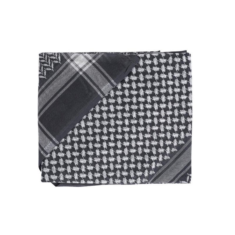 اليرموك شماغ الكوفية التقليدي – حجاب عربي قطني للرجال والنساء (أسود وأبيض) - Image 1