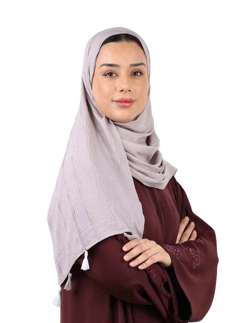 جميلة وشاح قطني مجعّد مع حواف شرّابات - تاوب موف - Image 2
