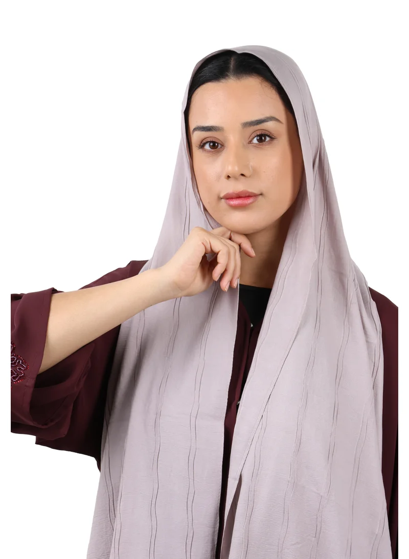 Jameela  Crinkle Cotton Scarf with Tassel Trim (Mauve Taupe) for Women | Best Price UAE