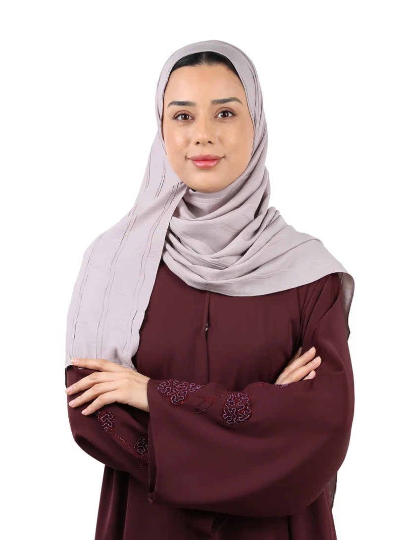Crinkle Cotton Scarf with Tassel Trim (Mauve Taupe)
