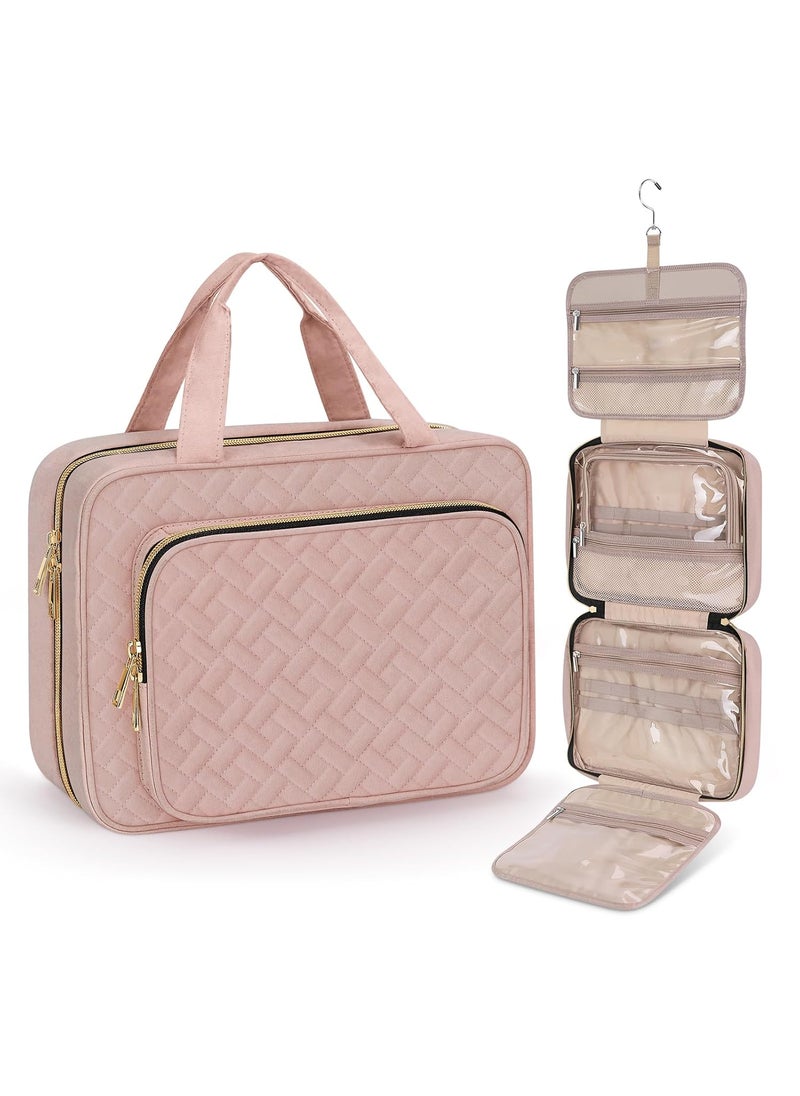 Wedama Wedama Toiletry Bag for Women, Large Cosmetic Travel Bag, Hanging Toiletry Bag for Bathroom, Thickened PVC Waterproof Makeup Bag, Toiletries Bag for Travel Business Trips and Camping, Baby Pink 