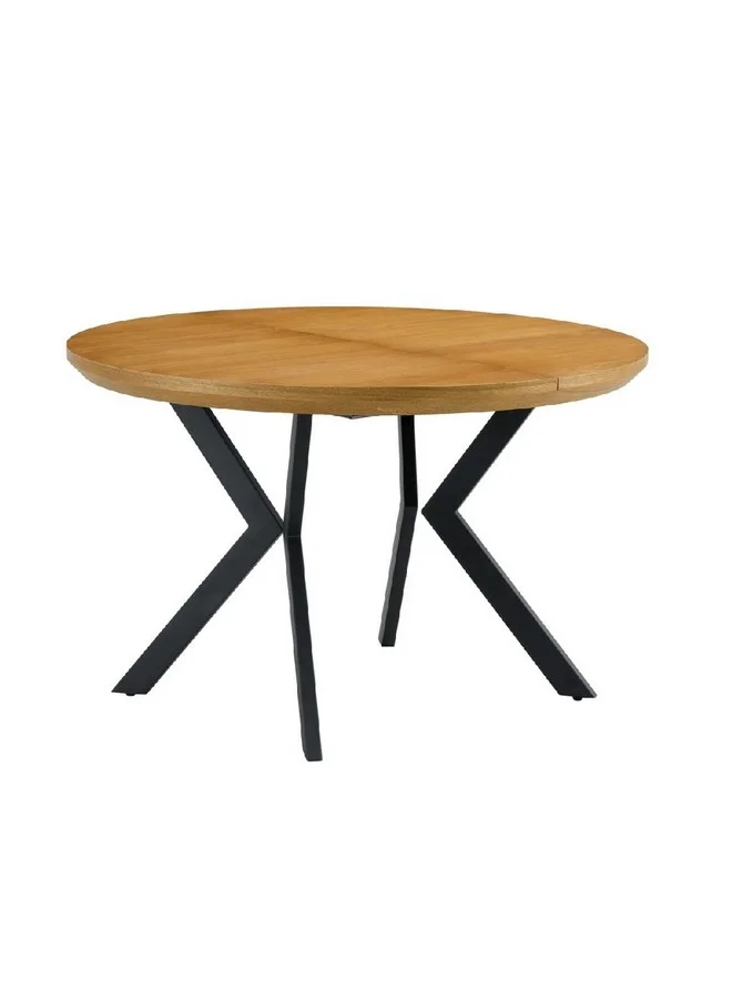 Micasa Elegant and Modern Design Round Extension Table Oak and Black 76 x 120 x 160 cm 618EXDT