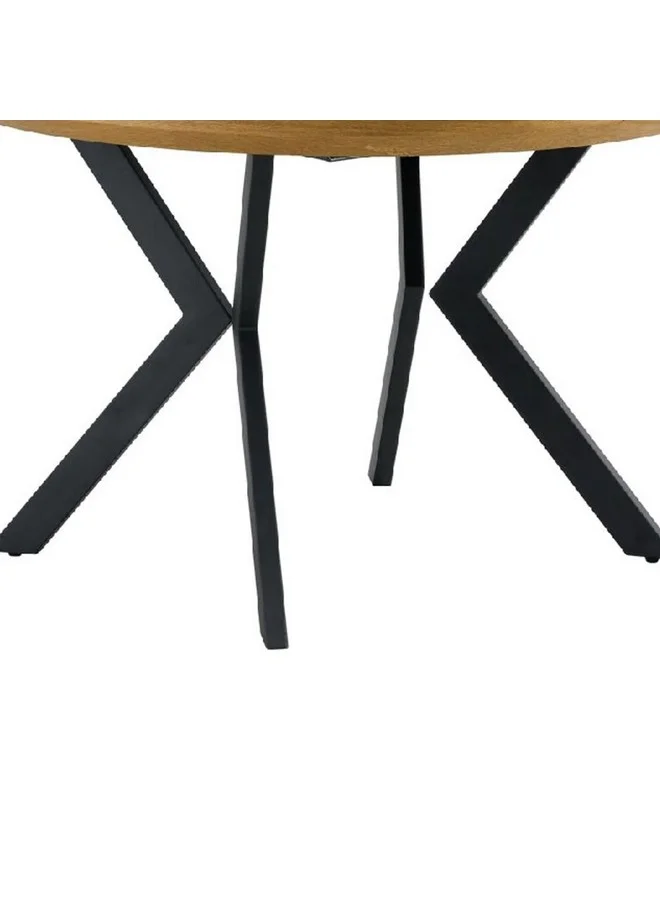 Micasa Elegant and Modern Design Round Extension Table Oak and Black 76 x 120 x 160 cm 618EXDT