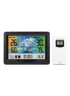 Wireless Weather Station Indoor Outdoor Color Screen Weather Forecast Station with Outdoor Sensor Digital Temperature and Humidity Gauge with Alarm Clock Moon Phase Backlight Sooze Mode