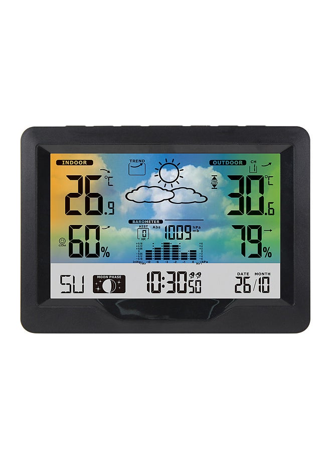 Generic - Wireless Weather Station Indoor Outdoor Color Screen Weather Forecast Station with Outdoor Sensor Digital Temperature and Humidity Gauge with Alarm Clock Moon Phase Backlight Sooze Mode - Image 1