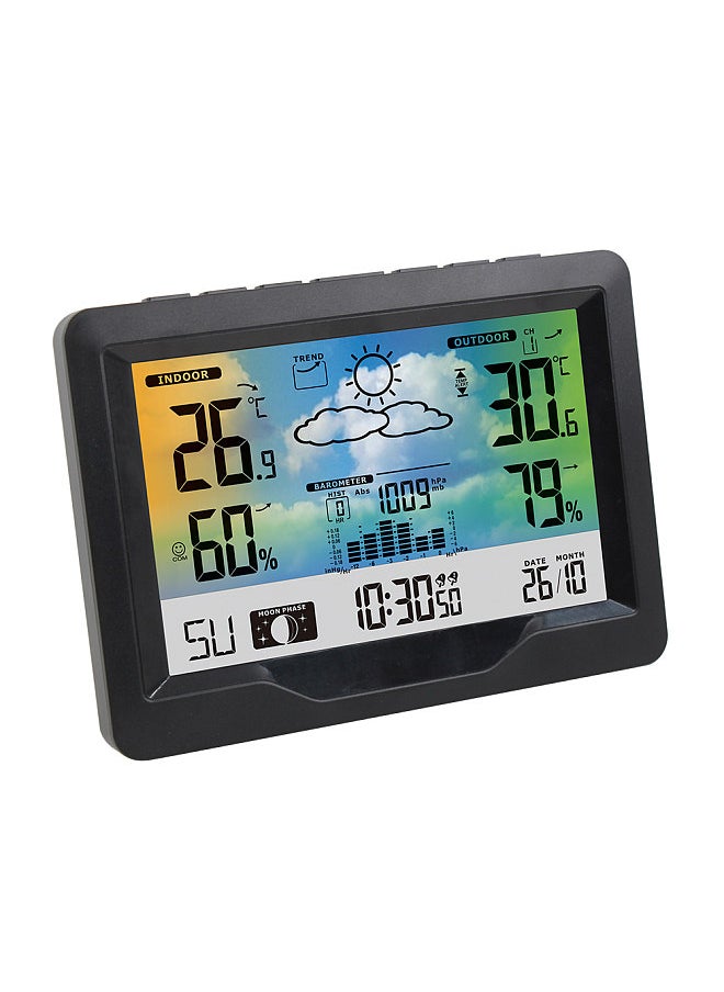 Generic - Wireless Weather Station Indoor Outdoor Color Screen Weather Forecast Station with Outdoor Sensor Digital Temperature and Humidity Gauge with Alarm Clock Moon Phase Backlight Sooze Mode - Image 1