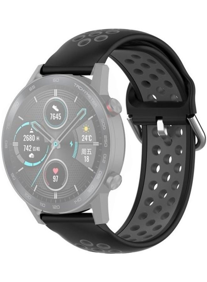 NIBEMINENT Clasp Sport Wrist Strap Watchband For Huawei Honor Magic Watch 2 46mm Black/Grey - Image 1