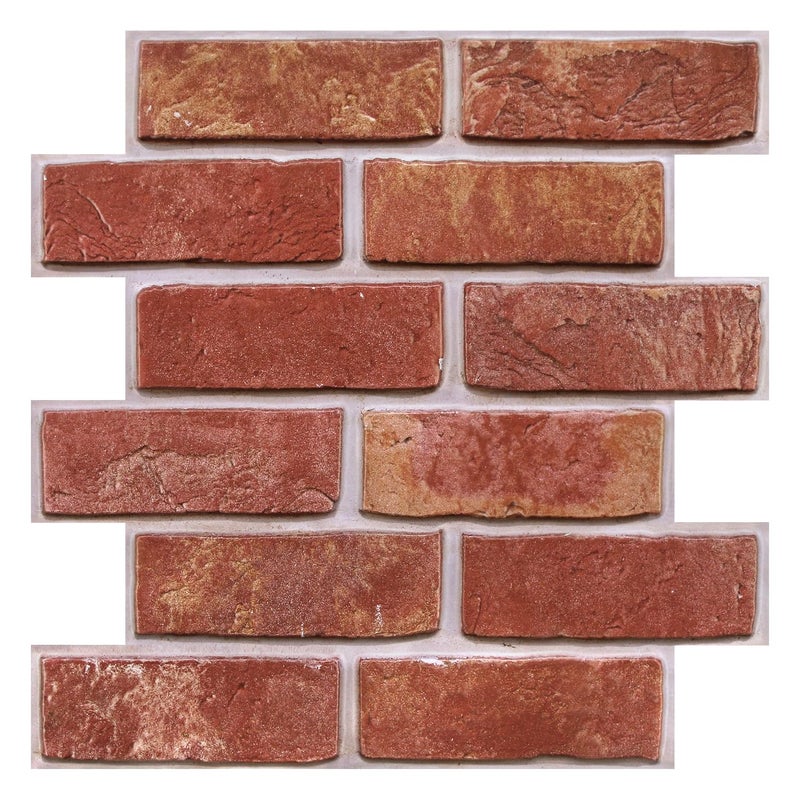 COMSTICKC 3D Faux Red Brick Wall Panel Peel and Stick,10 Pcs 12"X12", Small Brick, Ultra-Light Thin PVC Decorative Tile Wall Sticker, Designed for Quick DIY Wall Upgrades Indoor - Image 1