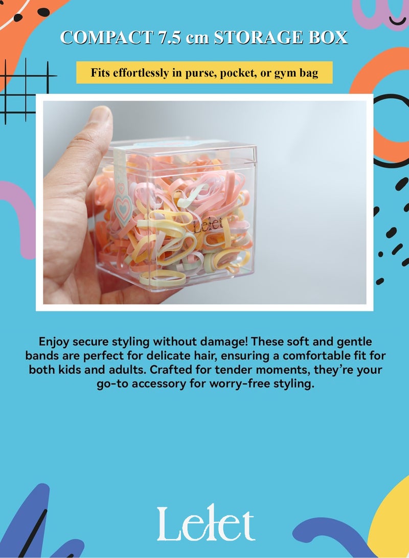 Lelet 600 Pcs Multi-Color Mini Elastic Hair Ties – Soft Rubber Bands for Baby Girls & Kids | No Pull Ponytail Holders | Gentle, Durable Polybands with Compact Storage Box | Hair Accessories for Toddlers - Image 3