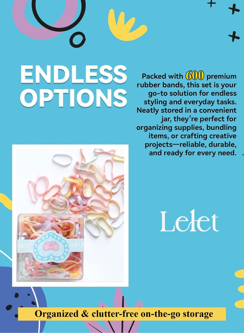 Lelet 600 Pcs Multi-Color Mini Elastic Hair Ties – Soft Rubber Bands for Baby Girls & Kids | No Pull Ponytail Holders | Gentle, Durable Polybands with Compact Storage Box | Hair Accessories for Toddlers - Image 2