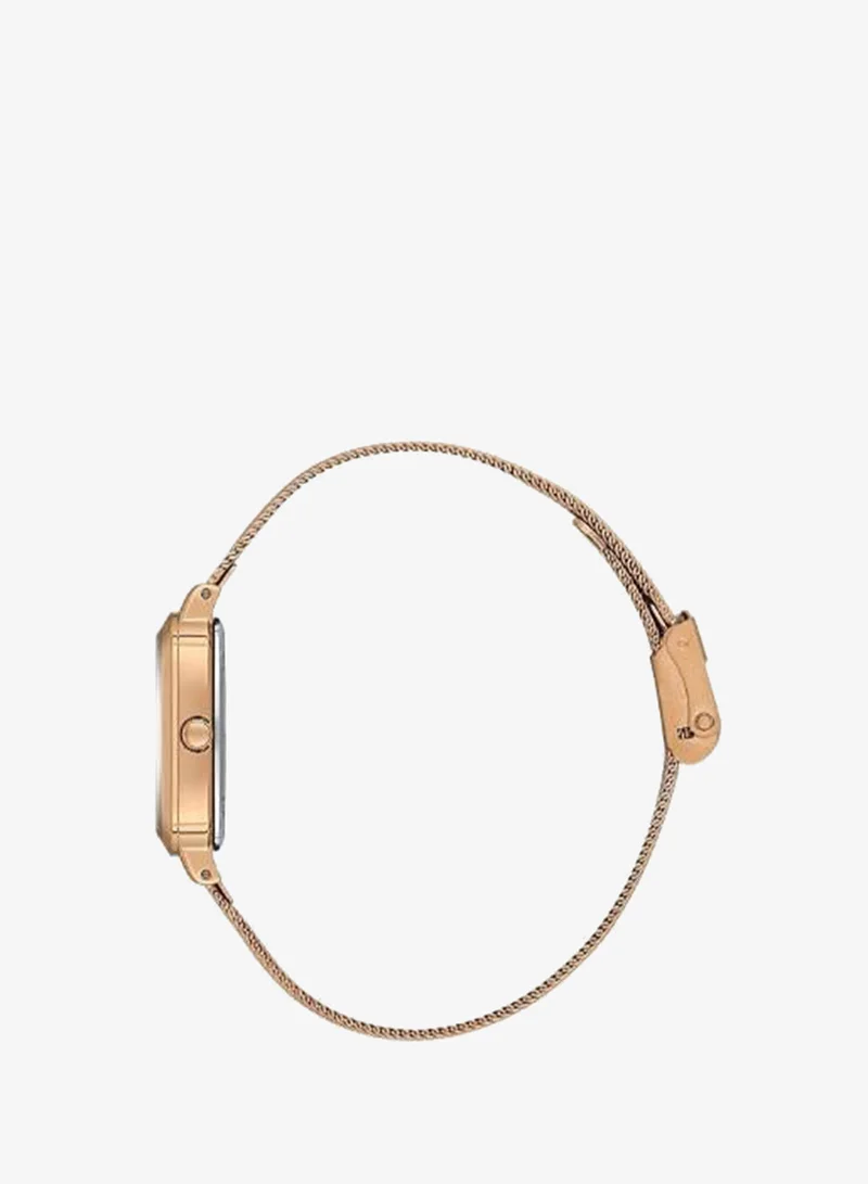 DANIEL KLEIN Women's Mesh Band Rose Gold Alloy Case Analog Dark Green Square Sunray Dial Japanese Quartz Premium 30 Meters Water Resistant