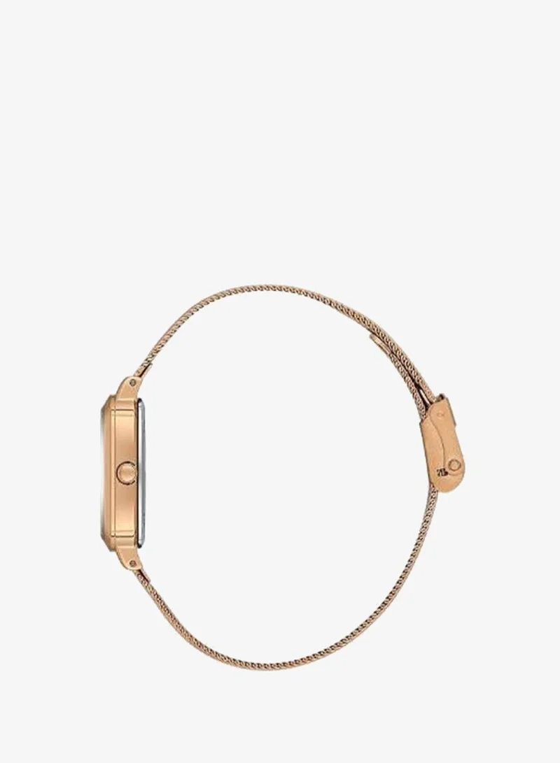 Daniel Klein Women's Mesh Band Rose Gold Alloy Case Analog Dark Green Square Sunray Dial Japanese Quartz Premium 30 Meters Water Resistant