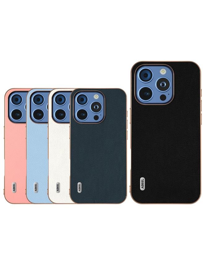 S-TOP Case For iPhone 16 Pro ABEEL Electroplating Frame Genuine Leather Wave Phone Case - Image 5