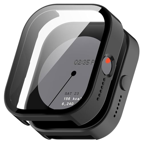 Wisely Shine Protective Slim Bumper Tempered Glass Case Cover Compatible with CMF by Nothing Watch Pro, Luxury Black - Image 1