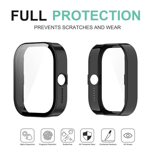 Wisely Shine Protective Slim Bumper Tempered Glass Case Cover Compatible with CMF by Nothing Watch Pro, Luxury Black - Image 4
