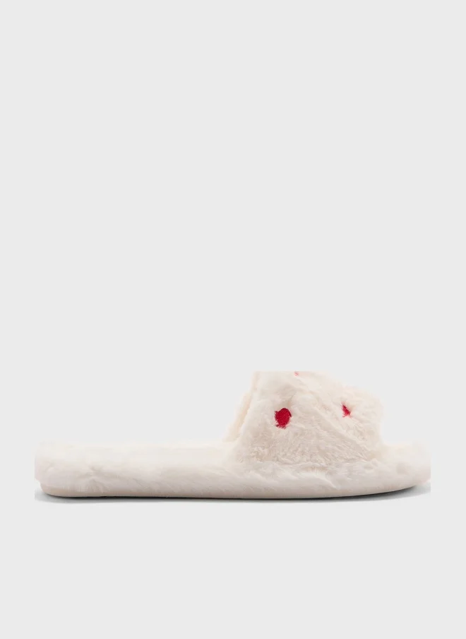 Ginger Heart Fluffy Bedroom Slippers