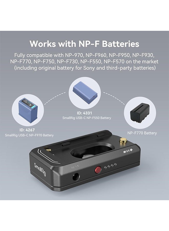 SmallRig NP-F Battery Adapter Mount Plate for Canon EOS R5, R5 C and BMPCC 4K, 6K, 6K Pro, with USB-C Port and Dual DC Outputs Compatible with NP-F970, NP-F550, NP-F770-3168B - Image 3