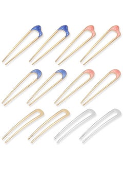 12Pcs U Shaped Hair Pins,DanziX Vintage Metal Hair Pins French Hair Pins Fork Sticks Hair Chignon Hair Chopsticks Hair Styling Accessory for Woman Girls