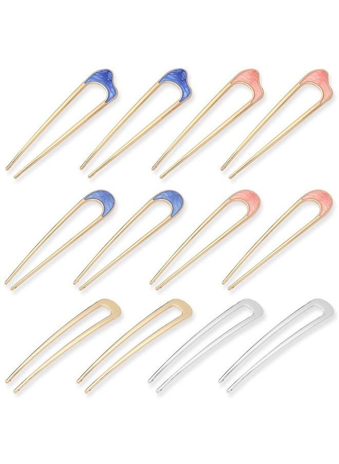 DanziX - 12Pcs U Shaped Hair Pins,DanziX Vintage Metal Hair Pins French Hair Pins Fork Sticks Hair Chignon Hair Chopsticks Hair Styling Accessory for Woman Girls - Image 1