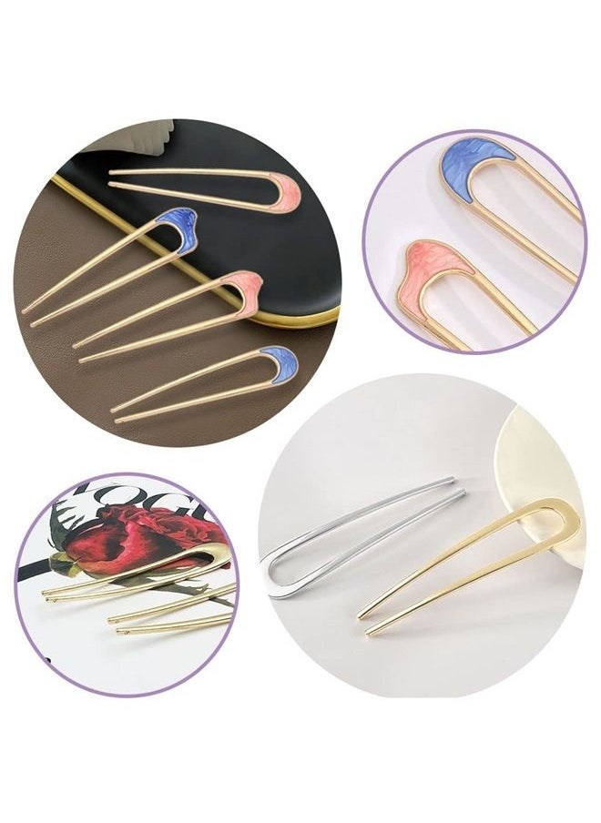 DanziX - 12Pcs U Shaped Hair Pins,DanziX Vintage Metal Hair Pins French Hair Pins Fork Sticks Hair Chignon Hair Chopsticks Hair Styling Accessory for Woman Girls - Image 1