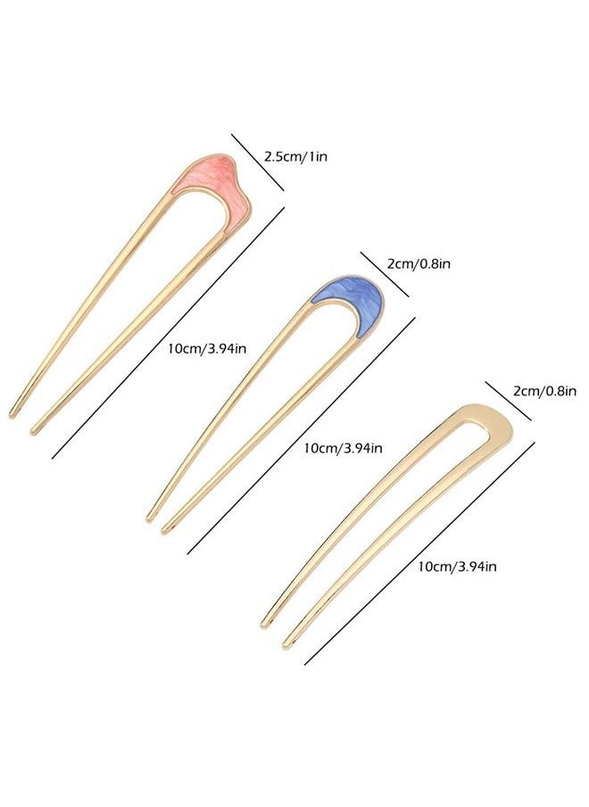 DanziX - 12Pcs U Shaped Hair Pins,DanziX Vintage Metal Hair Pins French Hair Pins Fork Sticks Hair Chignon Hair Chopsticks Hair Styling Accessory for Woman Girls - Image 1