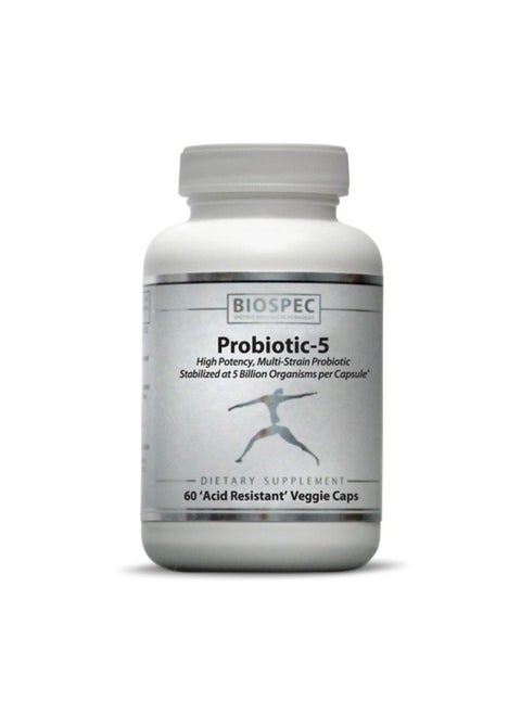Probiotic 5 Broad Spectrum Probiotic Complex W/ 5 Billion Microorganisms And 5 Unique Probiotic Strains Per Capsule.