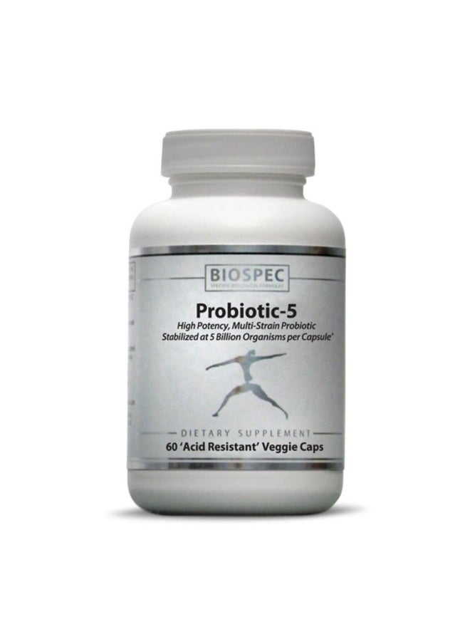 Probiotic 5 Broad Spectrum Probiotic Complex W/ 5 Billion Microorganisms And 5 Unique Probiotic Strains Per Capsule.