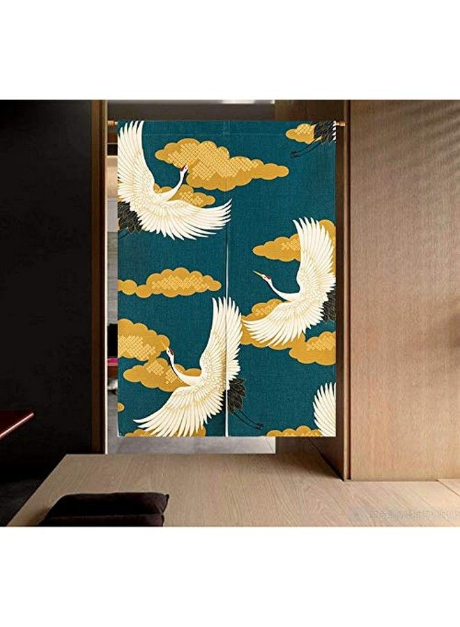 LIGICKY Noren Japanese Style Doorway Curtain Cranes Printed Window Treatment Door Tapestry For Home Decoration 33.5" Width X 47.2" Long - Image 1