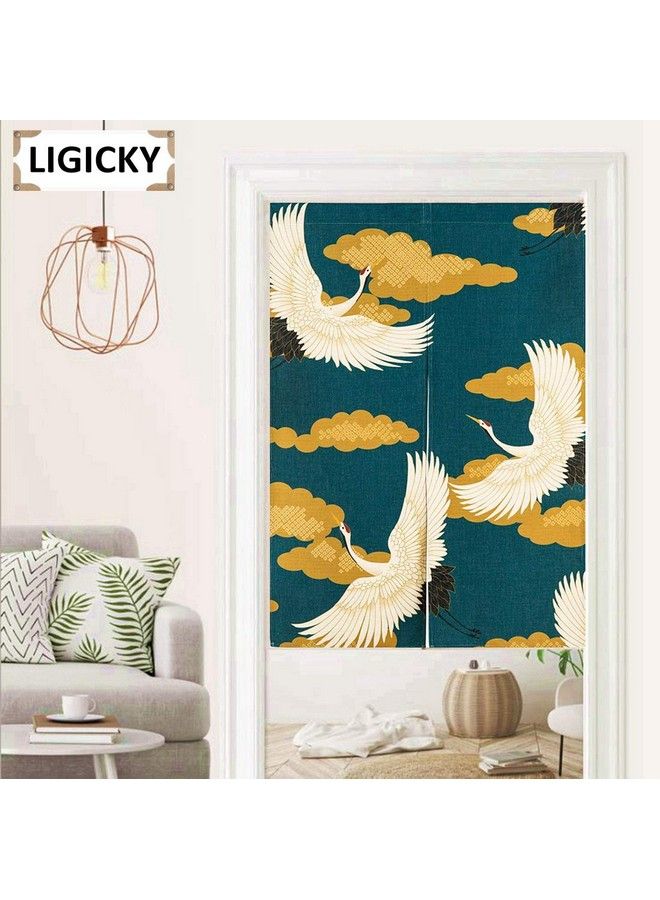 LIGICKY Noren Japanese Style Doorway Curtain Cranes Printed Window Treatment Door Tapestry For Home Decoration 33.5" Width X 47.2" Long - Image 3