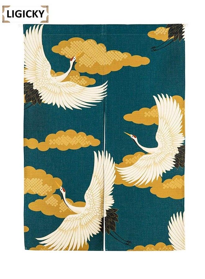 LIGICKY Noren Japanese Style Doorway Curtain Cranes Printed Window Treatment Door Tapestry For Home Decoration 33.5" Width X 47.2" Long - Image 4