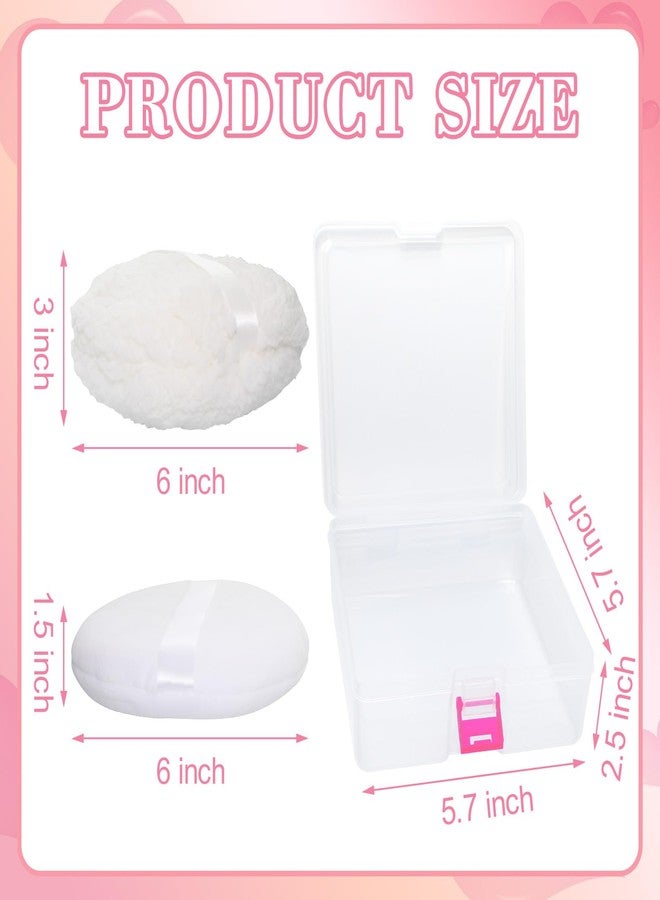 Rimoev 2 Pcs Body Powder Puff Set, 2 Extra Soft 6-Inch White Powder Puffs (3-Inch & 1.5-Inch Thick) with Storage Box, for Baby Powder & Finishing Powder, Gentle Face & Body Application - Image 2