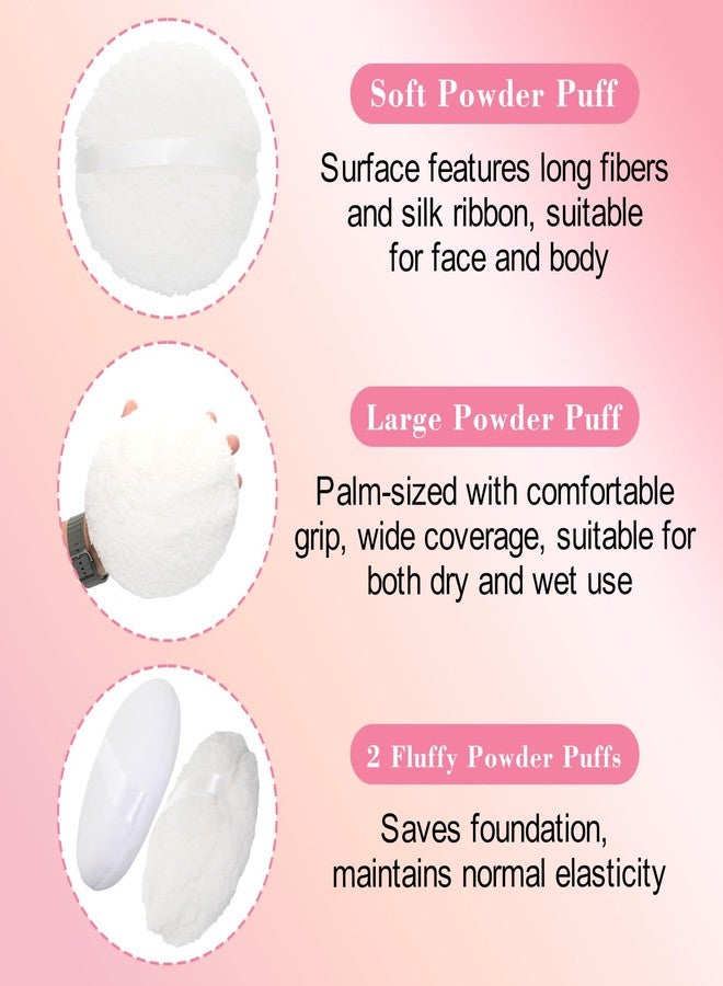 Rimoev 2 Pcs Body Powder Puff Set, 2 Extra Soft 6-Inch White Powder Puffs (3-Inch & 1.5-Inch Thick) with Storage Box, for Baby Powder & Finishing Powder, Gentle Face & Body Application - Image 3