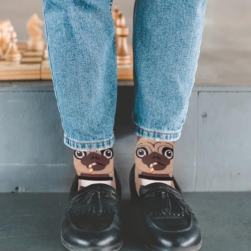 Jeasona Women's Cat Socks Cat Gifts Cute Animal Socks Dog Owl Gifts for Women (Multicolored Pug) - Image 5