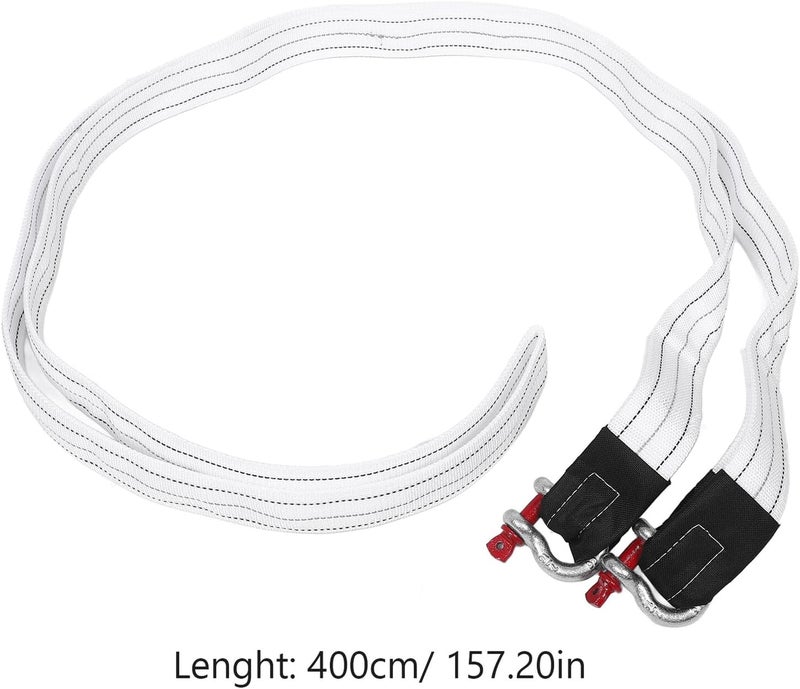 Heavy Duty Tow Strap with Hooks 15 Ton Capacity 4 Meters Flat Nylon Towing Rope for Truck ATV Car Emergency and Trailer Winch Use - Image 2