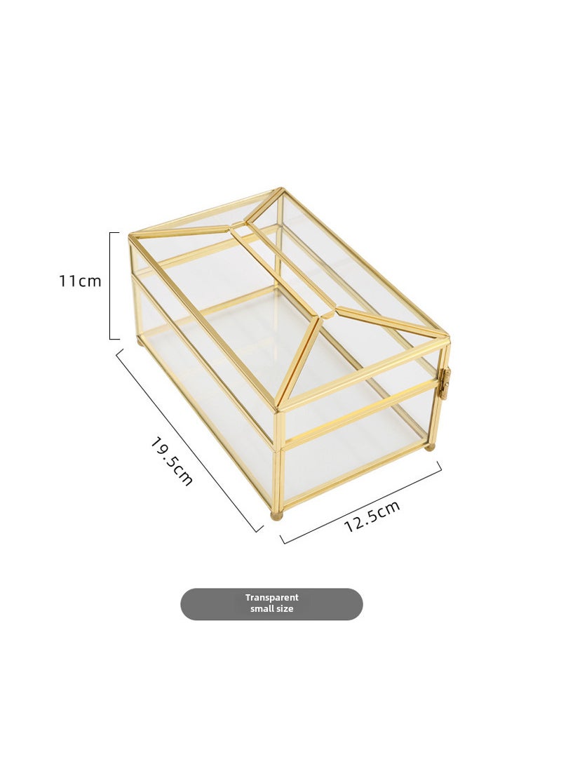 Generic Nordic Gold Brass Edged Glass Tissue Box for Living RoomTransparent small size Transparent small size 
